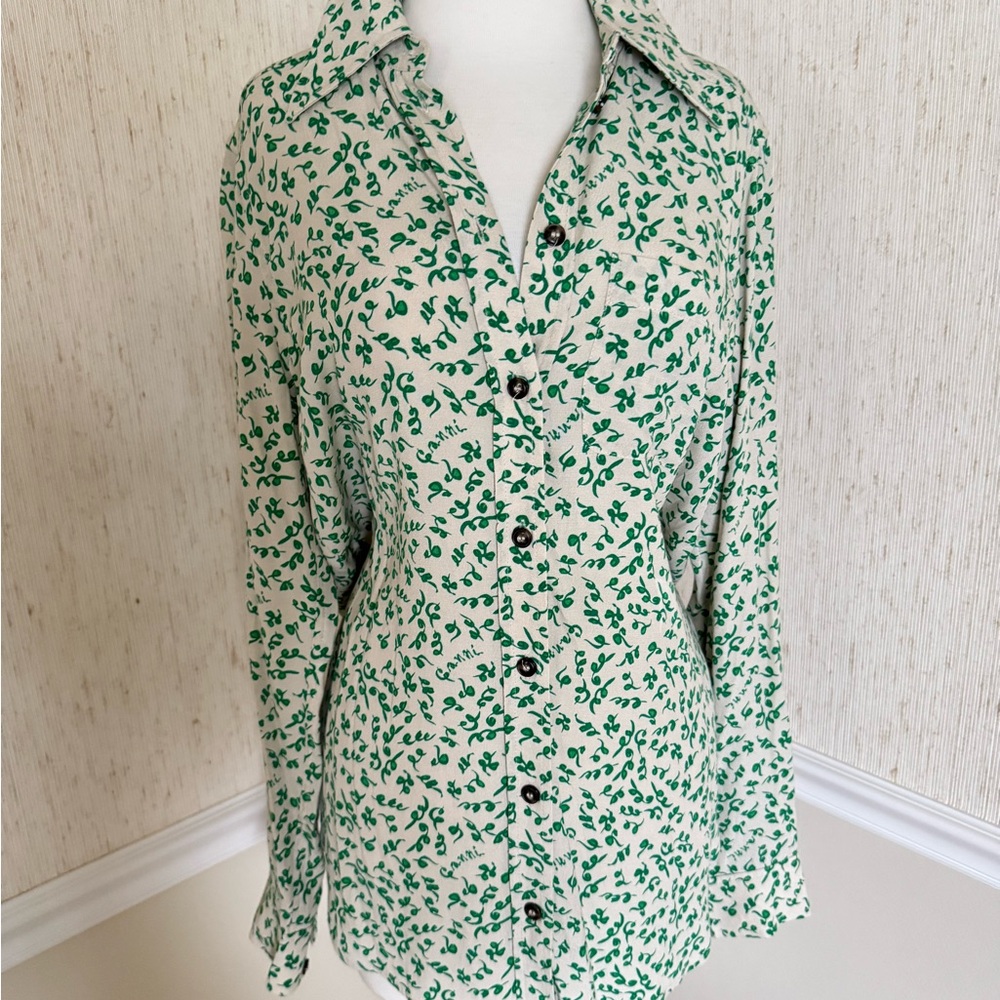 GANNI Fitted Long Sleeve Green Button Down Shirt/ Perfect Condition 💚